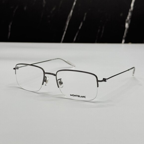 NEW MONTBLANC EYEGLASSES SILVER MEN EYEWEAR MONTBLANC MB0084OK 004